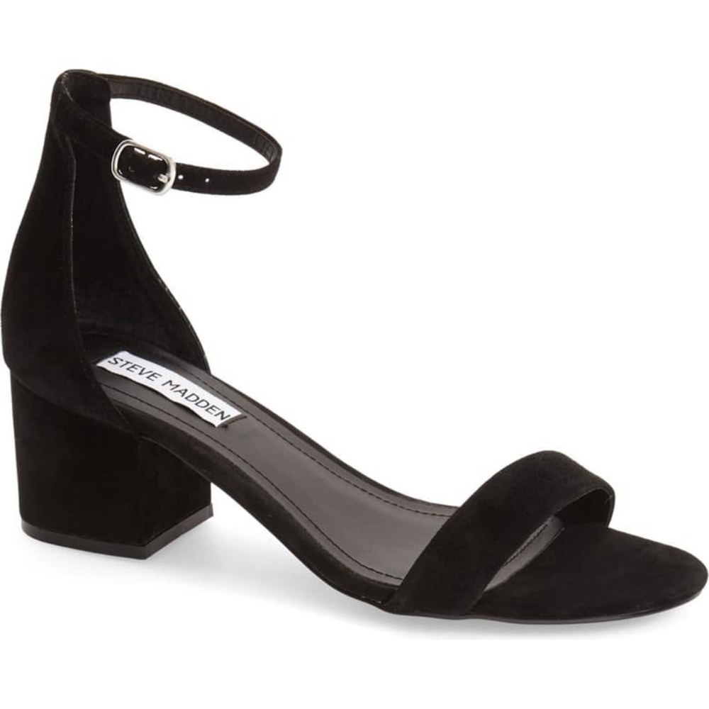 Steve Madden Black Suede Block Heel Sandals 8 Wide